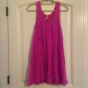 Free People hot pink lace swing mini-dress
